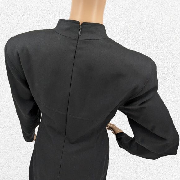 Vintage 80s/90s PSI by Alvin Bell Dress LBD Black Fitted Pockets Cocktail Size 8 - Picture 6 of 12